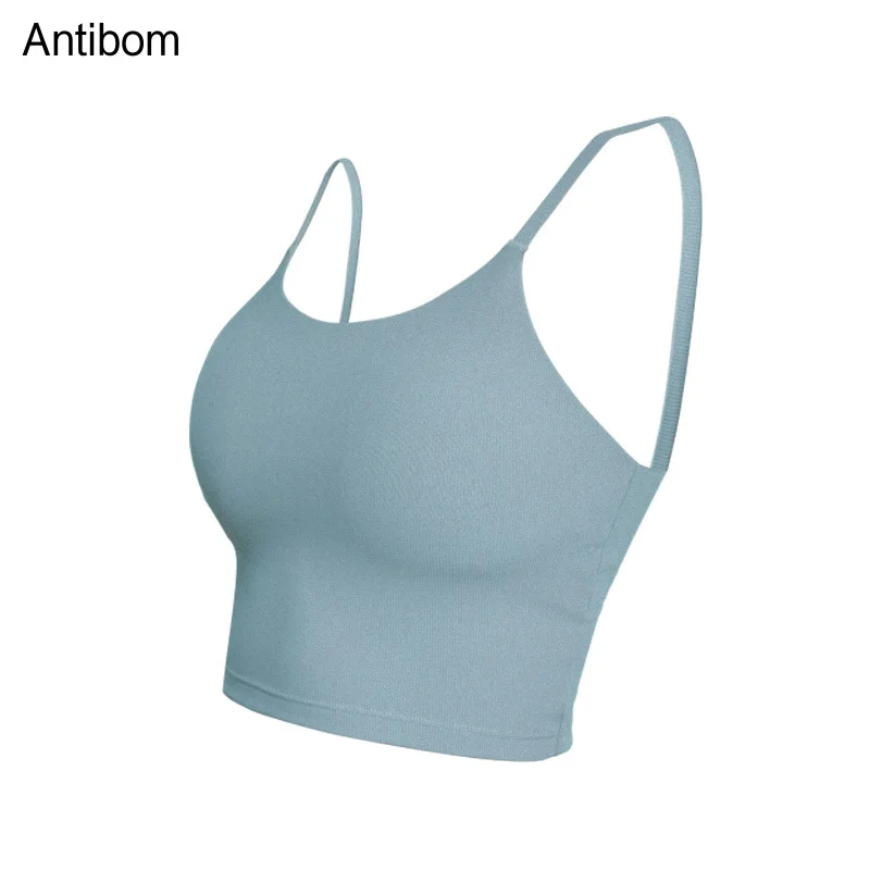 

Antibom Sport Yoga Bra Women Sexy Thin Straps Crop Top Girls Vest Shockproof Fitness Gym Workout Sportwear Jogging Padded Bra