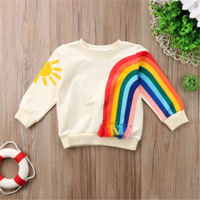 Modis Pudcoco Toddler Baby Kid Girl Coats Cool Rainbow Sunshine print Shirt autumn Clothes long sleeve Jackets baby girls | Детская