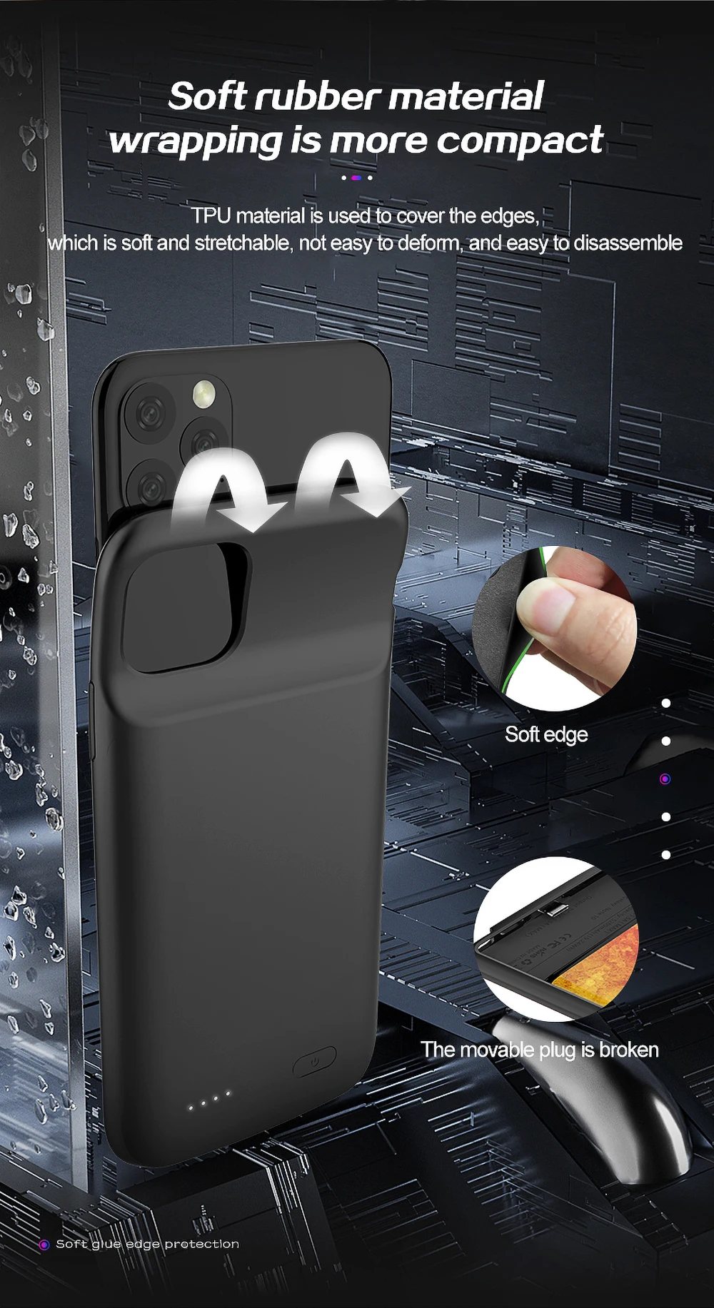 Для iPhone 11 Pro MAX чехол для зарядного устройства портативный внешний аккумулятор мягкий силиконовый внешний аккумулятор чехол для зарядки для iPhone 11
