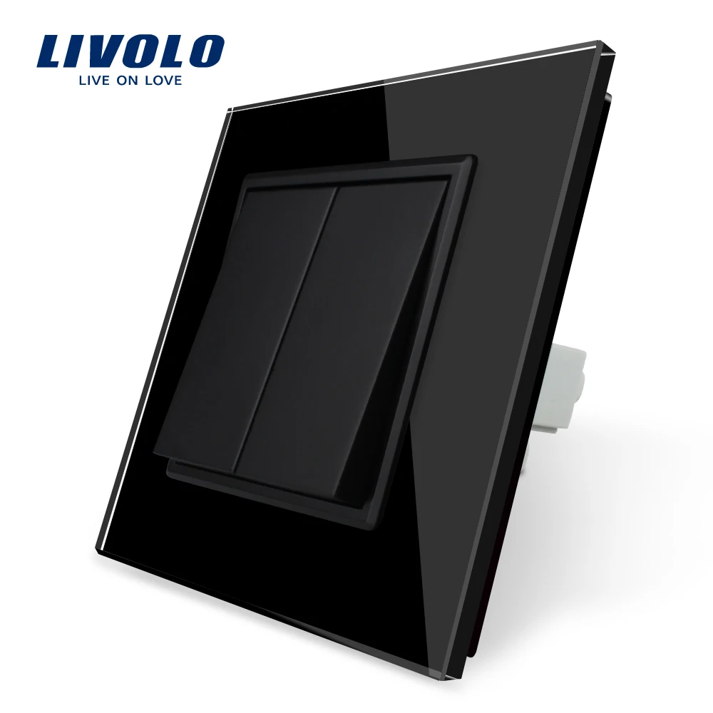 Livolo производитель Роскошная стеклянная панель Blackcrystal две банды кнопочный