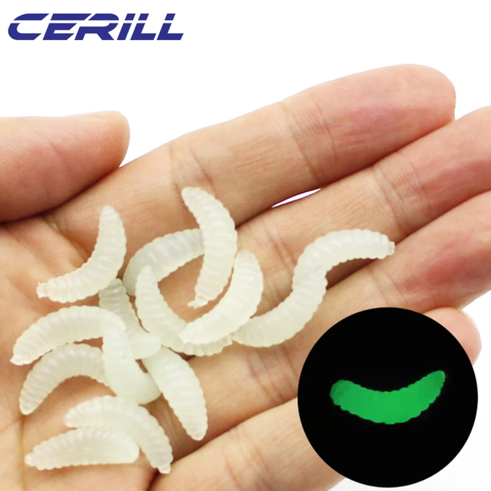 Cerill 100 шт./комплект мягкие приманки с запахом черви искусственная личинка 20 мм