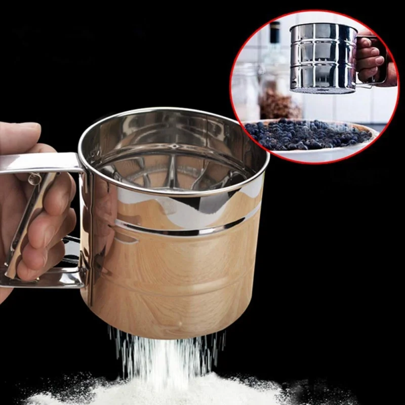 Stainless Steel Sieve Cup Powder Flour Pastry Baking Tools Home Garden Kitchen Dining Bake Ware Cake | Дом и сад