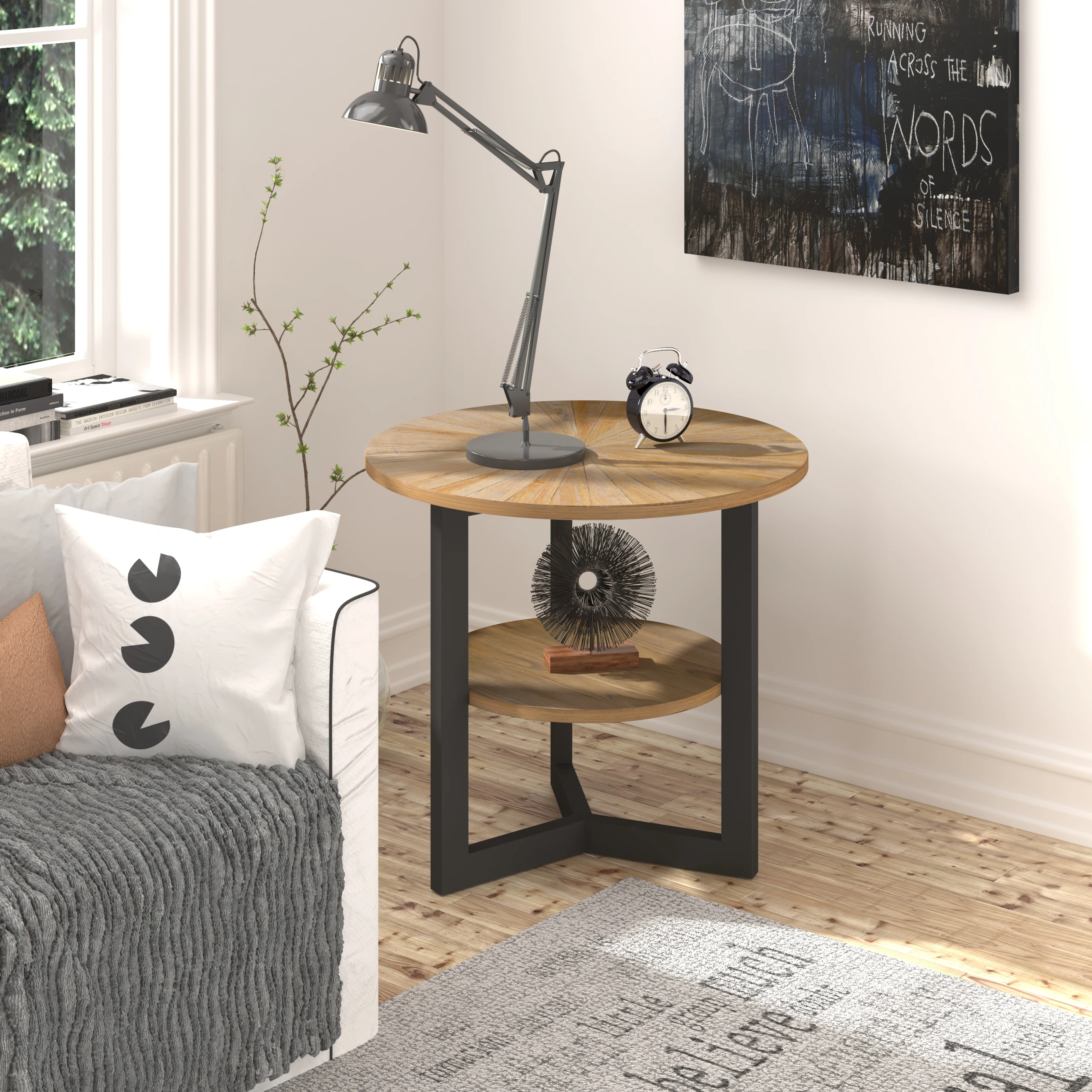 

Sofa End Side Coffee Table Magazine Living Room Bedside Stable Steel Small Space No Angular Corner Exquisite Home Decoration