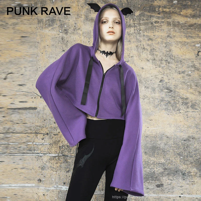 Женская короткая куртка ведьмы на шнуровке с капюшоном летучая мышь в готическом