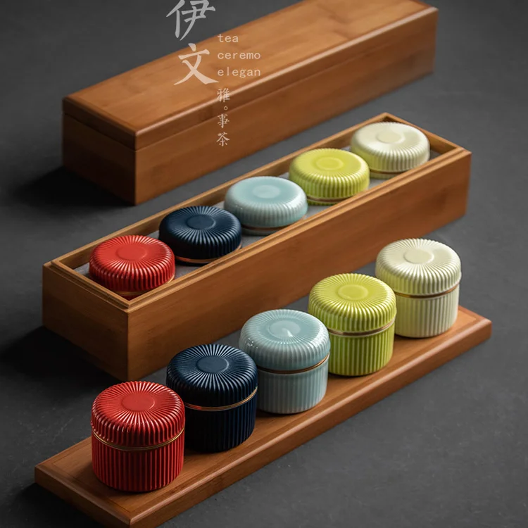 

Маленькая керамическая банка для хранения чая, винтажная круглая банка для хранения чая и кофе, Подарочная коробка, органайзер для чая BK50CY