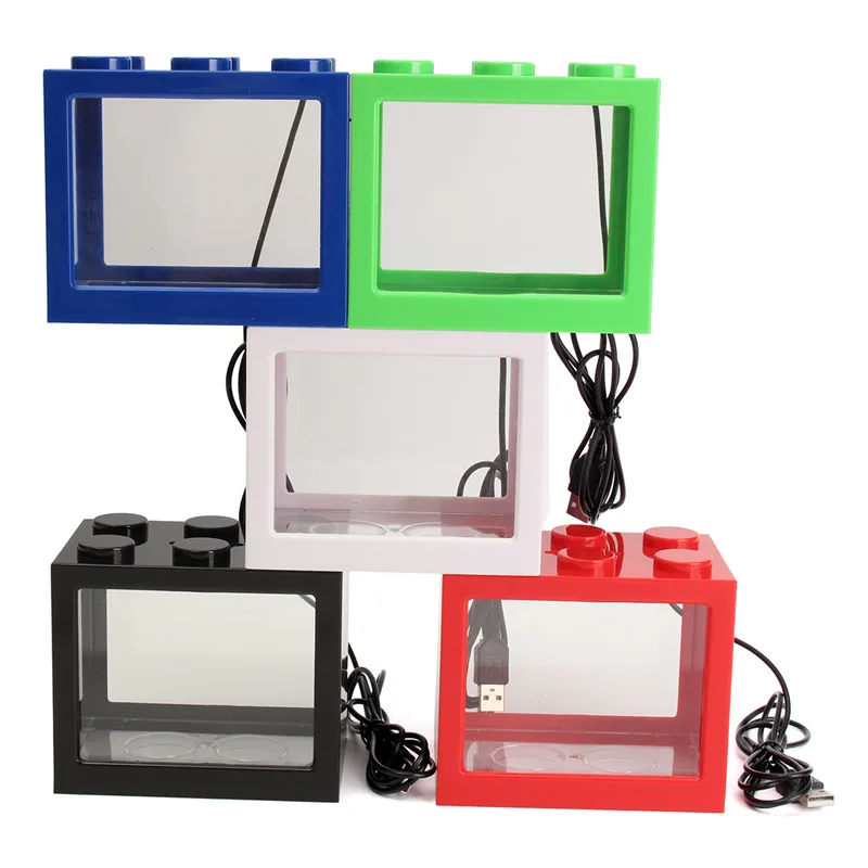 USB мини-fighting LED fish box аквариум прозрачный акриловый офисное настольное украшение