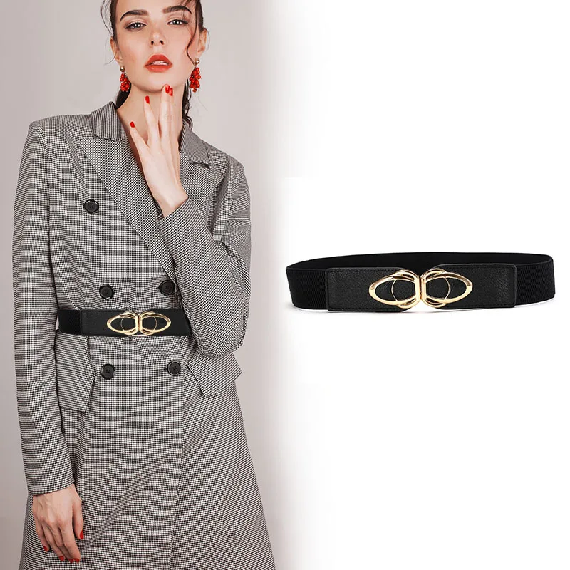 

Ремень из ПУ кожи Женский, черный эластичный пояс с металлической пряжкой, для платьев и пальто