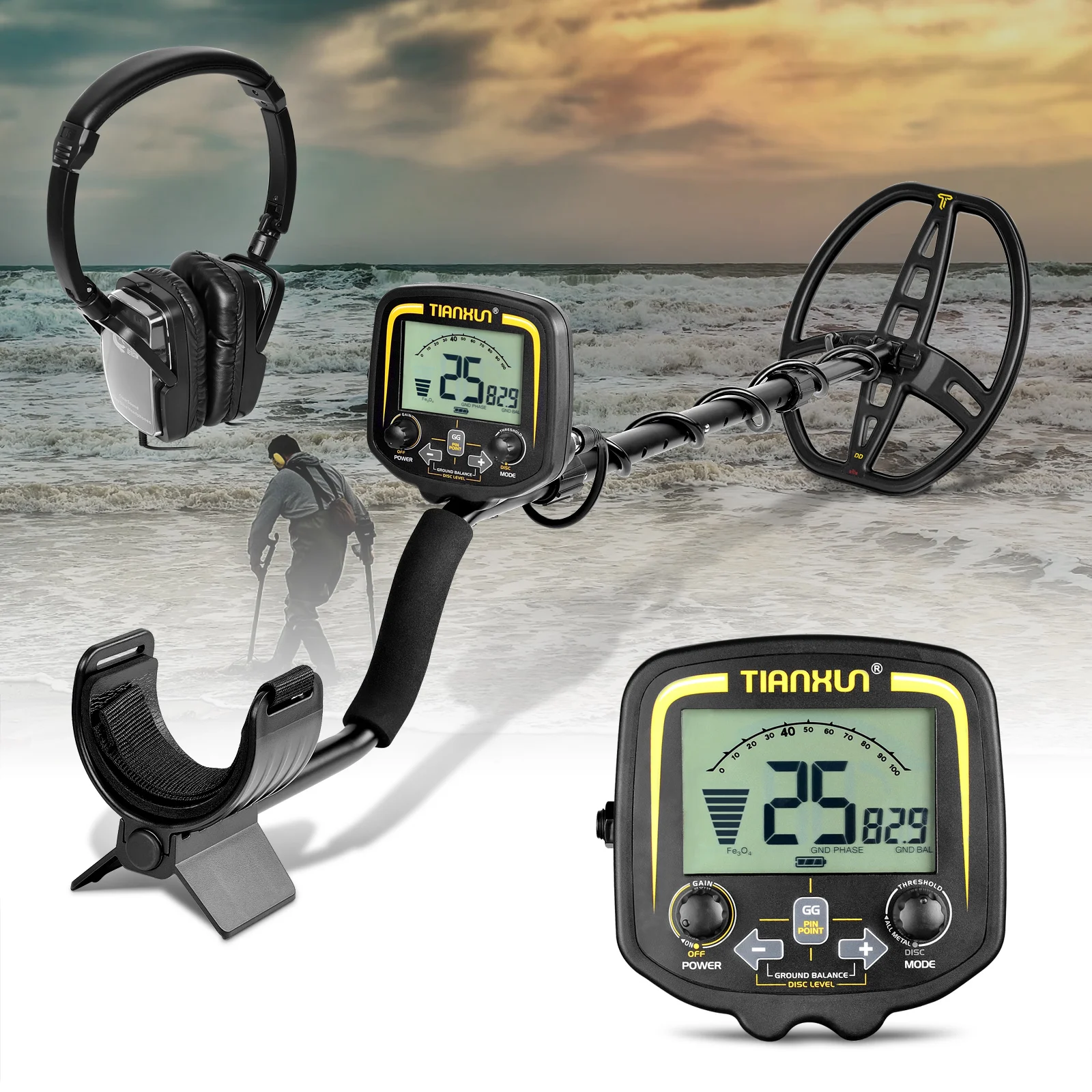 

Underground Metal Detector Professional Scanner Finder Gold Digger Treasure Hunter Pinpointer Waterproof LCD Display Detector