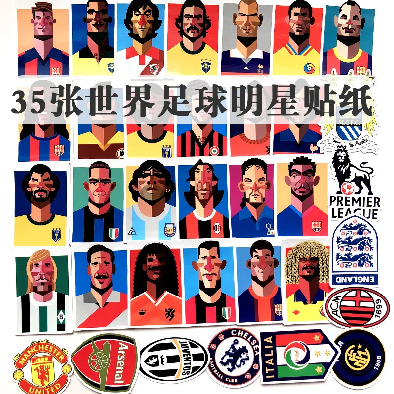 35 мира по футболу наклейки звездочки из водонепроницаемого материала с рисунком