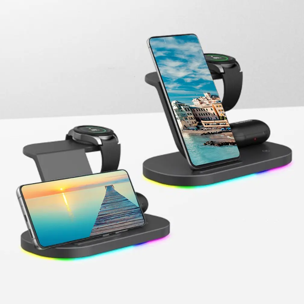 

3 in 1 Wireless Chargers Stand 15W Fast Charging for Samsung Galaxy S21/S20/S10/S9 Watch 3/Gear S3/LTE/BT Active 2 Buds Pro Live