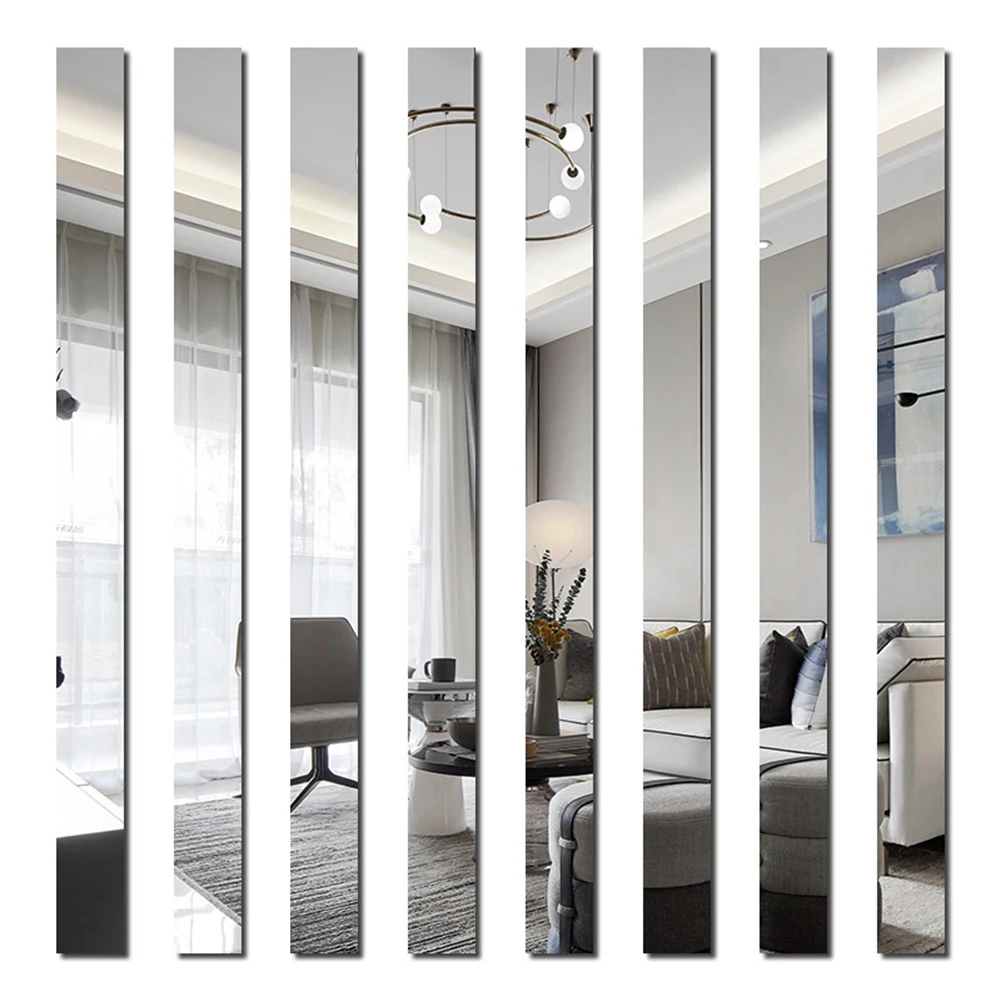 10 шт. зеркальные настенные стикеры в виде полос |