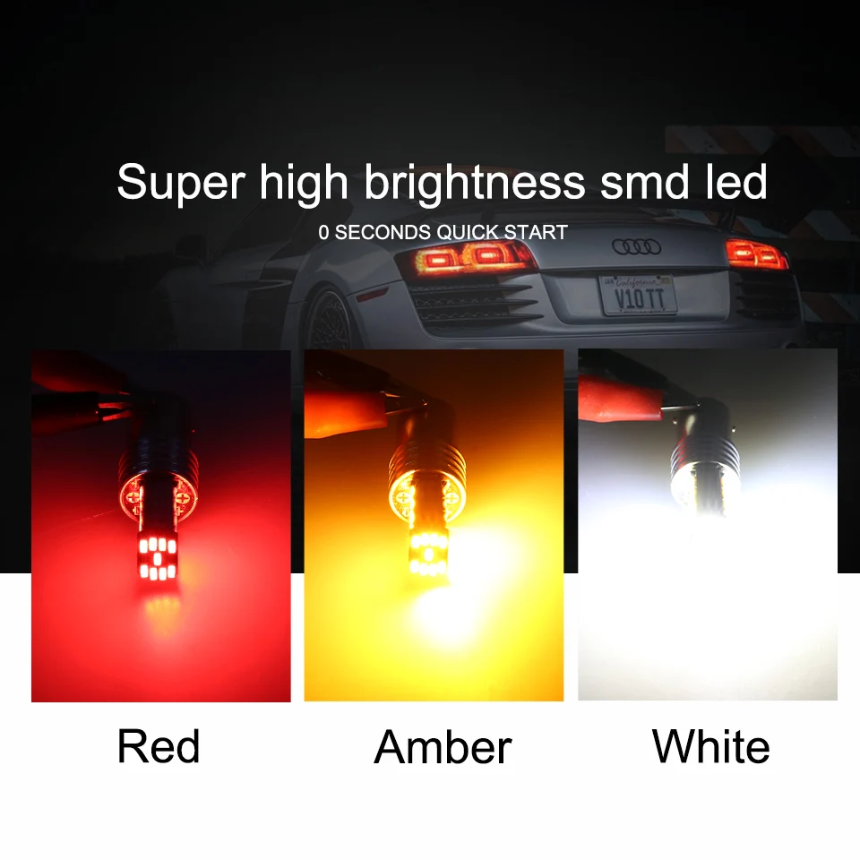 

ANMINGPU 2x Signal Lamp Led 1157 1156 P21W BA15S BAU15S PY21W Led Bulb 4014SMD Bay15d Led P21/5W Turn Signal Reverse Tail Light