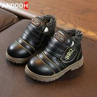 Зимние теплые ботинки для девочек и мальчиков, размеры 21-30, Детская нескользящая обувь для малышей, утепленные флисовые зимние ботинки