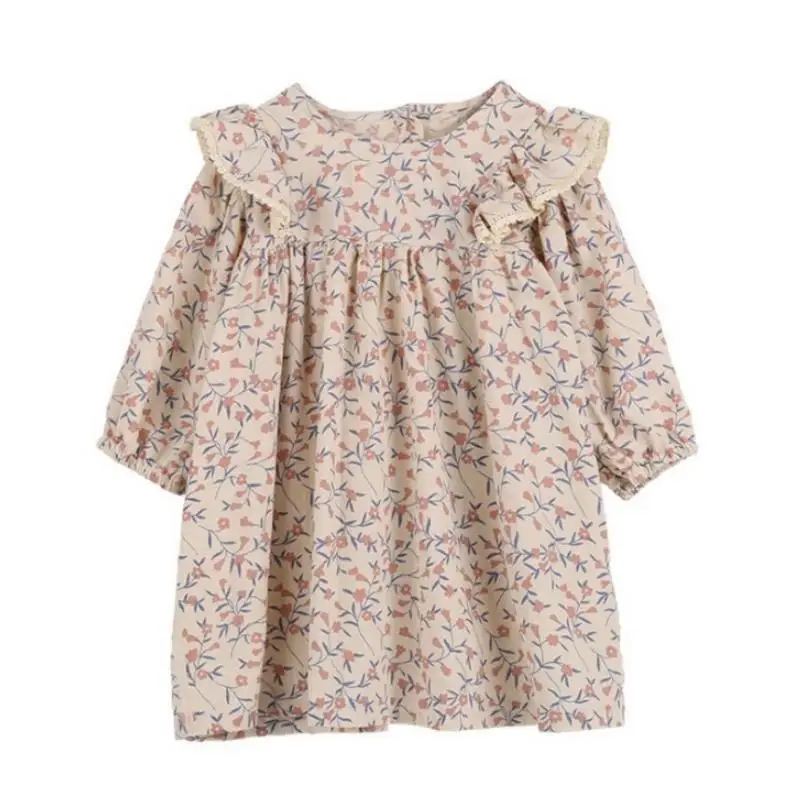 

Children Clothing Long Sleeve Girls Dress Spring Autumn Floral Casual Clothes Teens Cotton Dresses Kids Girl Princess Wear