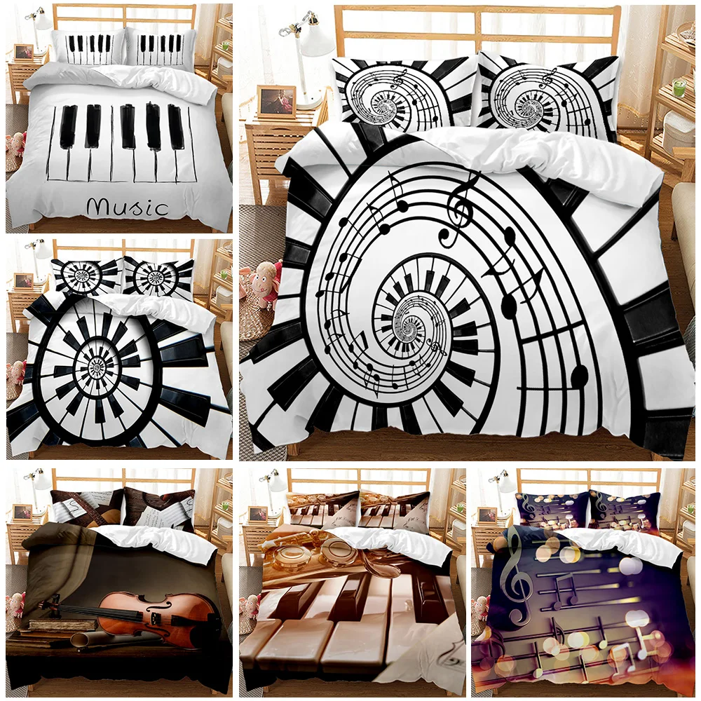 

Musical Instrument Bedding Set 3D Piano Printing Duvet Cover Home Textile Comforter Quilt Cover Single Double Queen King Size