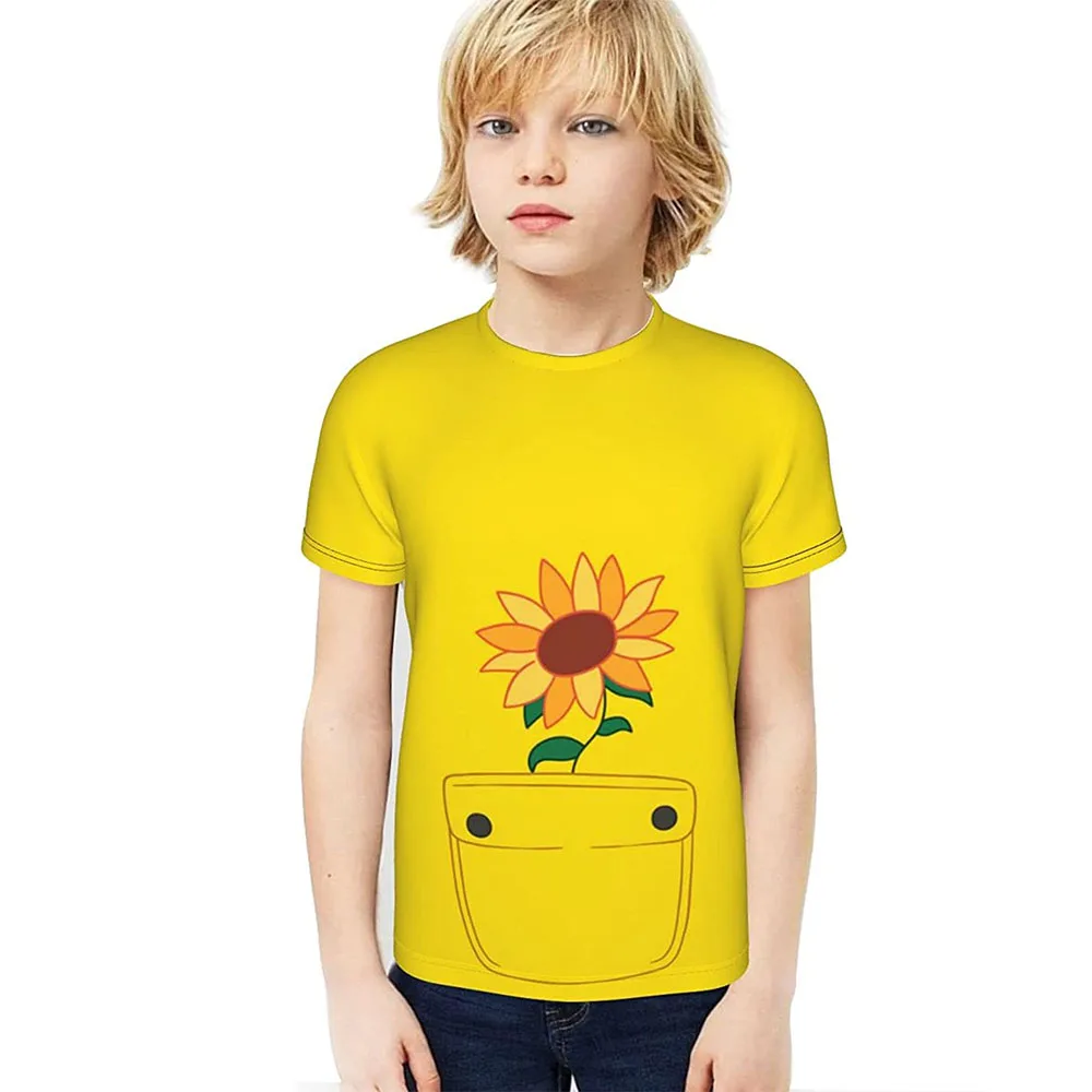 

T-shirt Girls Youth Boys And Girls Soft Double-sided Printing T-shirt Top