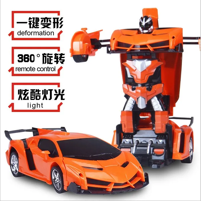 Remote Control Deformation Vehicle RC Model Racing Car One Key to Change Transformer Lamborghini Bugatti Toys for Children Boys - Цвет: Lamborghini-Orange