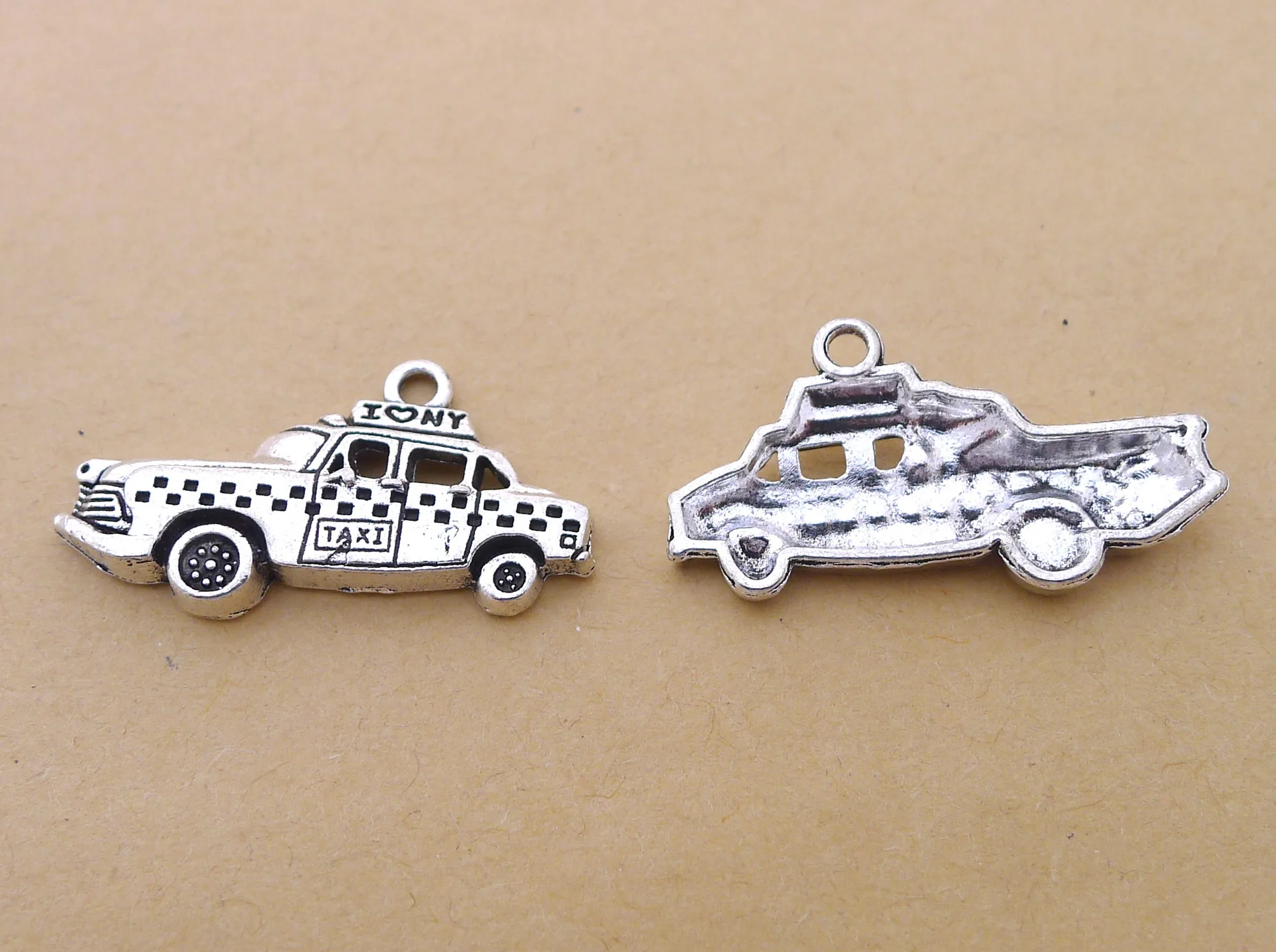 

Charm for making jewelry 5pcs 32x17mm antique silver color taxi charms