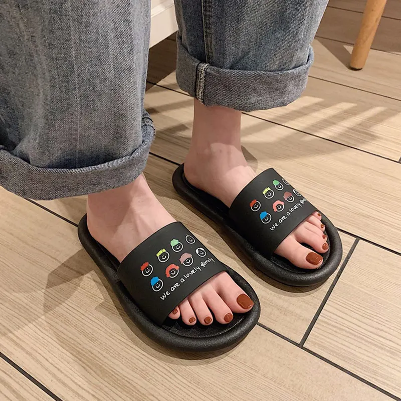 

Women Slippers Summer Bathroom Slides Ladies Lovely Casual Slip On Open Toe Indoor Sandals 2021 Female Fashion Cartoon Shoes