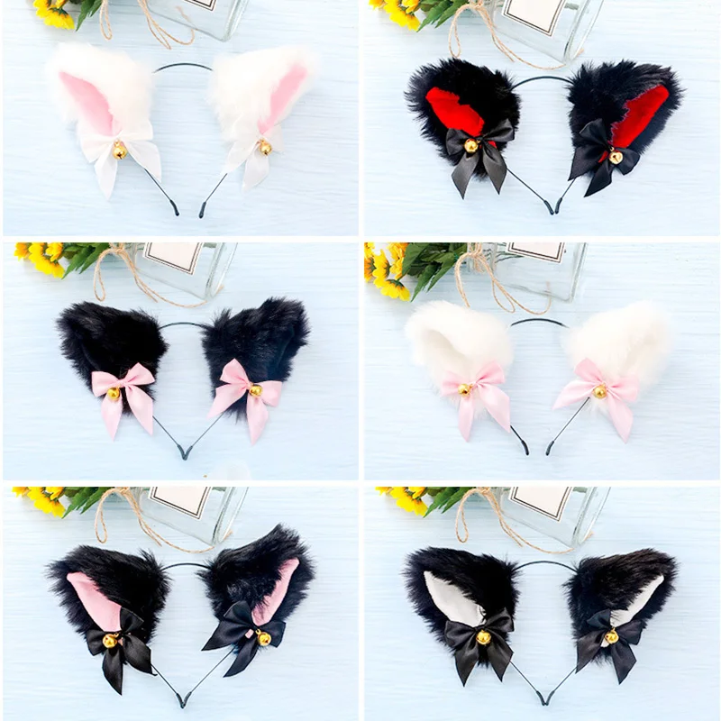 

15 Styles Cat Ears Bow Tie Bell Cosplay Headwear Cute Party Costume Masquerade Halloween Hair Accessories