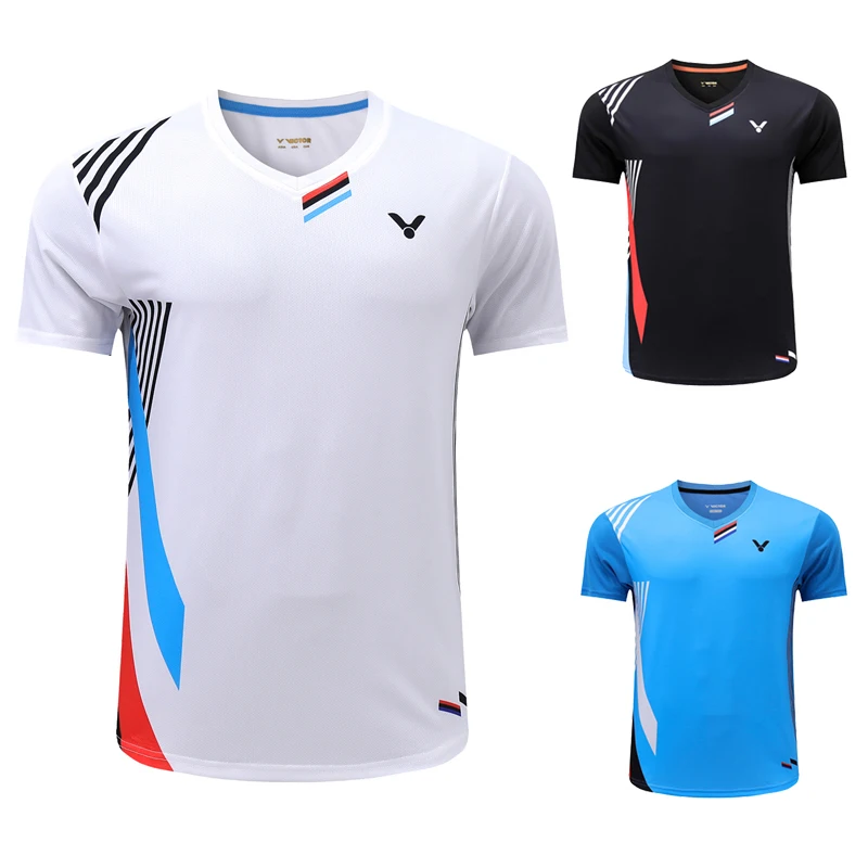 

2022 Спортивная теннисная футболка Victor для мужчин и женщин, рубашки для бадминтона, футболки для настольного тенниса для девушек, комплекты д...