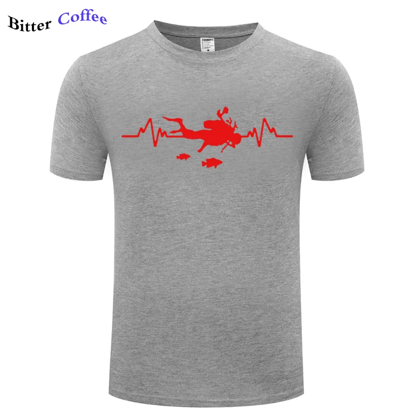 Мужская хлопковая футболка с коротким рукавом круглым вырезом для подводного