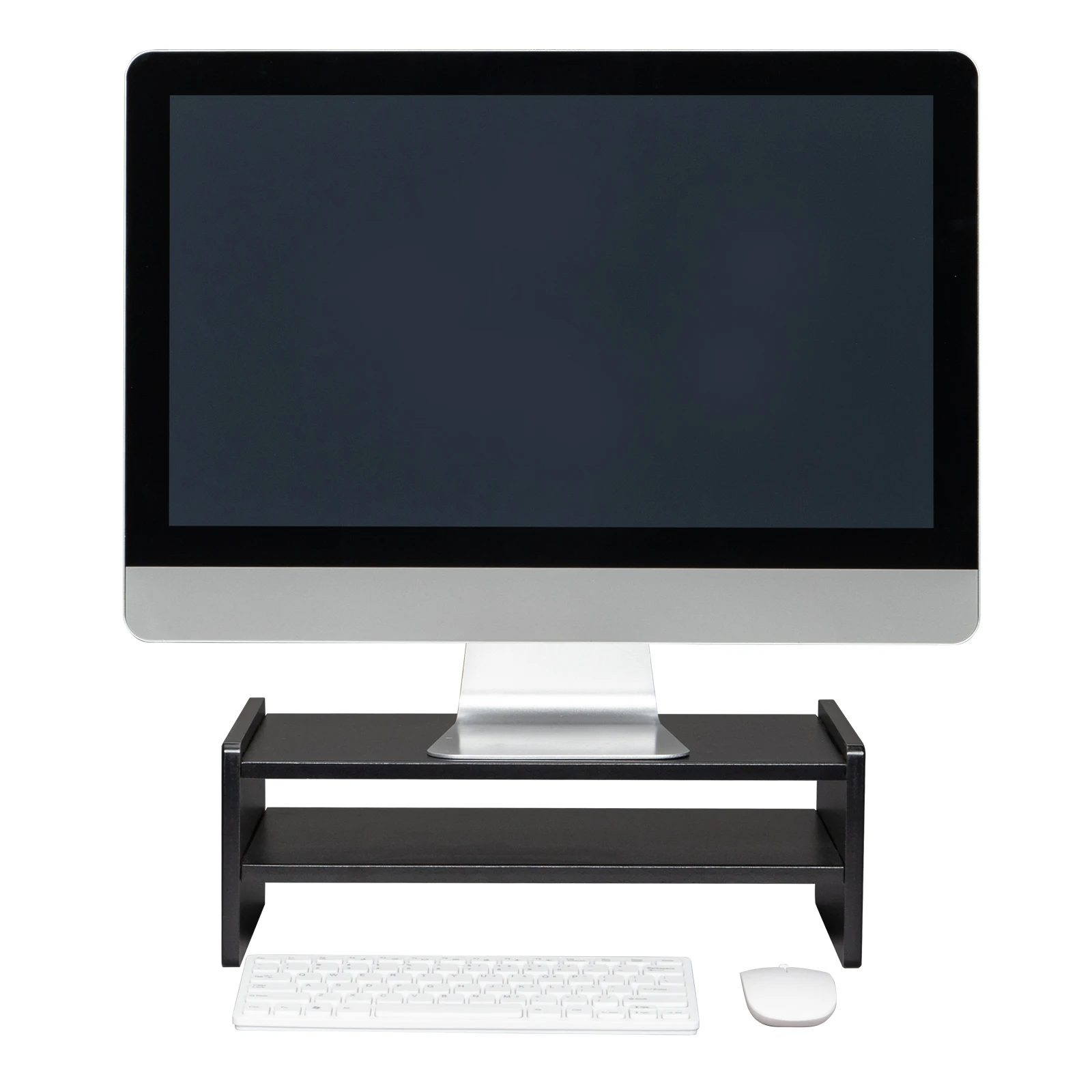 

16.7 Inch Computer Monitor Stand Clamp Desk TV Shelf Risers 2-Tier Wood Arm Riser Desk Storage Organizer [US-Stock]