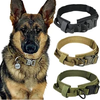 military tactical dog collar for german shepherd adjustable metal buckle durable dog collars walking training large dogs collar