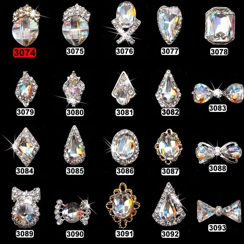 

20 шт. новый высококачественный супер яркий Алмазный Лук Любовь различные формы сплав Стразы 3D очарование DIY Дизайн ногтей