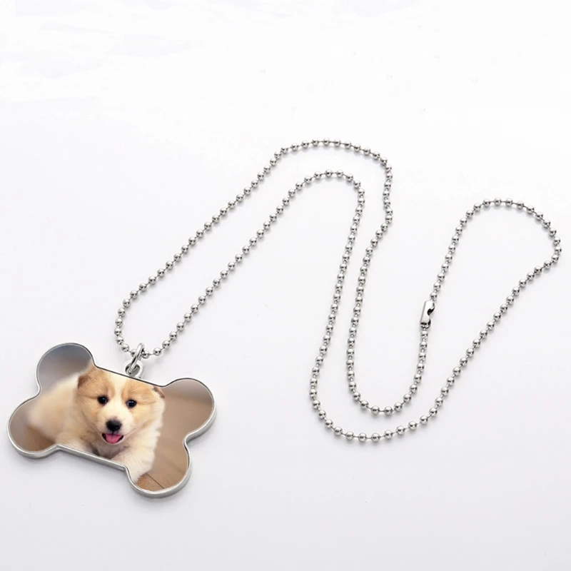 

N58F Sublimation Blank Pet Tags Heat Transfer DIY Blank Keychain with Metal Chain