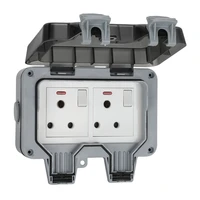 industrial 2 way outdoor outlets ip66 uk eu germany standard sockets with protection cover for construction site ik08