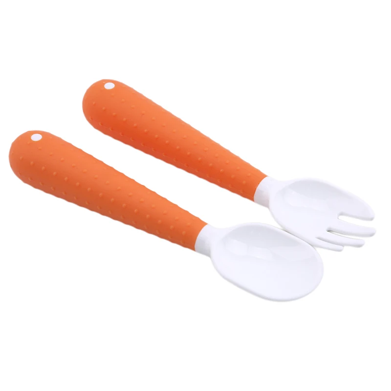 

Baby Utensil Spoon Fork Set with Travel Safe Case Toddler Easy Grip Heat-resistant Babies Children Feeding Training Spoon