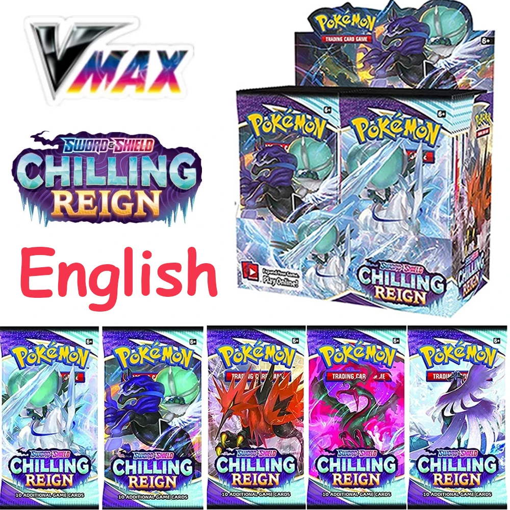french version pokemon cards box tcg swordshield chilling reign booster evolving skies card game toy kids birthday gift free global shipping