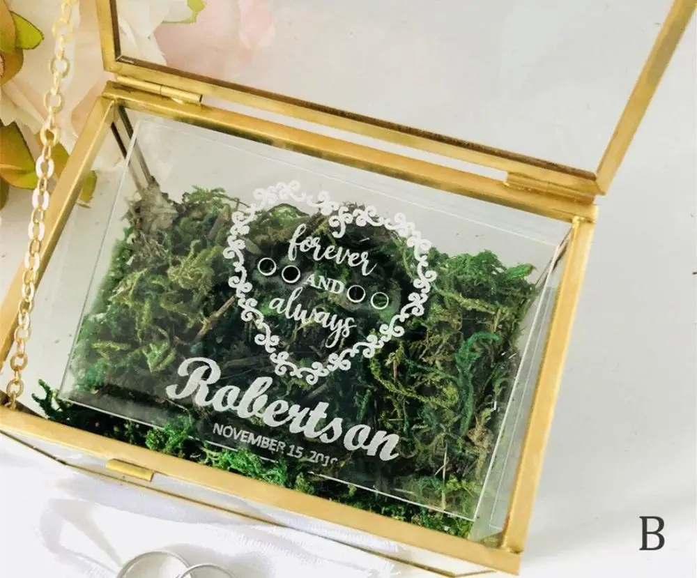 Коробка для свадебных колец Персонализированная коробка ювелирных изделий