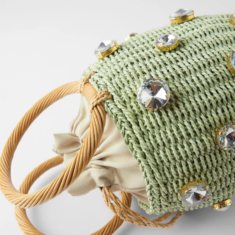 Модная обувь ручной работы ведра сумка для женщин дизайнерские алмазы плетеная