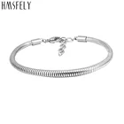 Браслеты HMSFELY 316L из титановой нержавеющей стали, змеиные цепи, браслеты для женщин сделай сам, амулетные браслеты длиной 17 + 4 см, цепи с застежкой-карабином
