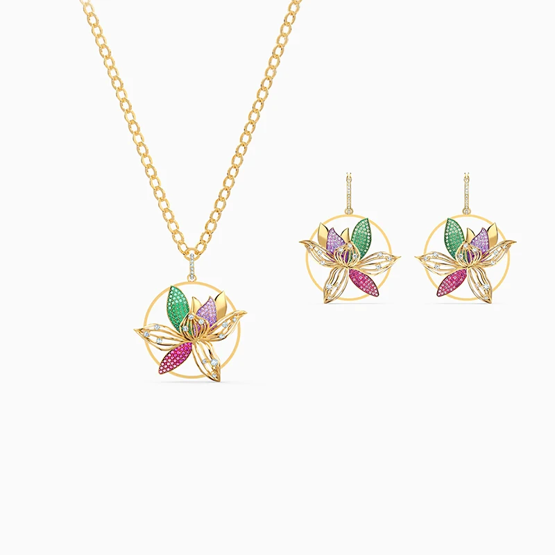 

2020 Fashion SWA Brand New TOTOHERNESS Set Exquisite Magnolia Flower Golden Circle Exquisite Petal Set Female Trend Luxury Jewel