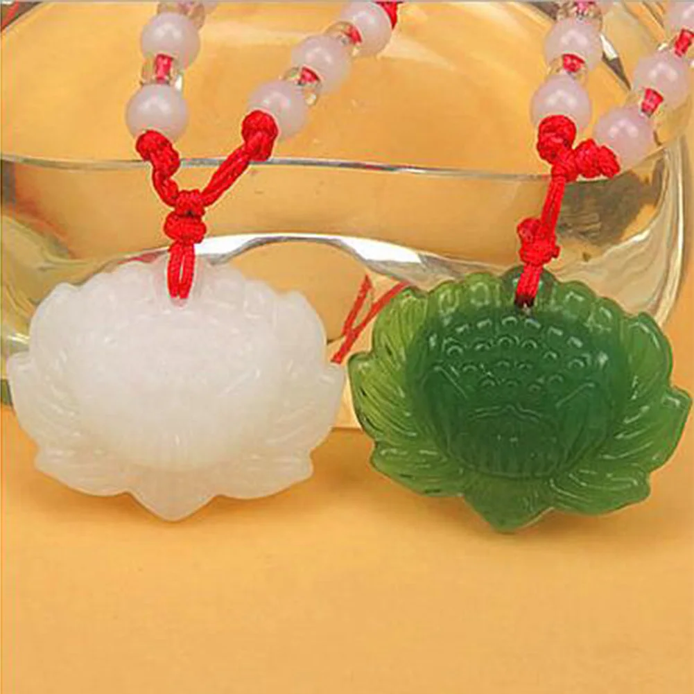 

Цепочка унисекс с кулоном из нефрита, в форме лотоса