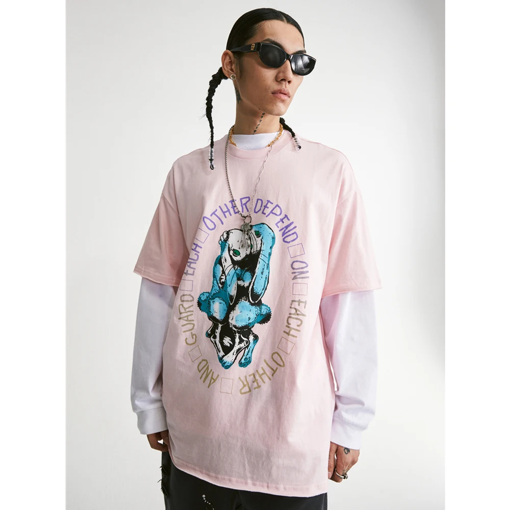 

2021 New Man Cotton T Shirt Personalized Rabbit Print Oversized Tshirts for Men Women Casual Short Sleeve Men's Streetwear Tees