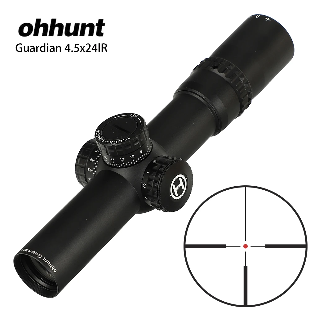 

Guardian 4.5x24 Hunting Rifle Scope Optical 30mm Tube Tactical Optics Sight 1/2 Half Mil Dot Reticle Turrets Reset Riflescope