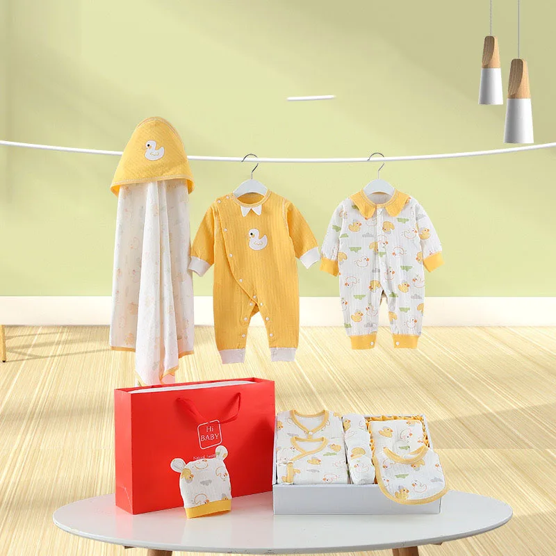 

Kids Clothes Spring and Summer Newborn Pure Cotton Breathable Baby Girl/boy Full Cartoon Printing Warm Set Without Box XB148
