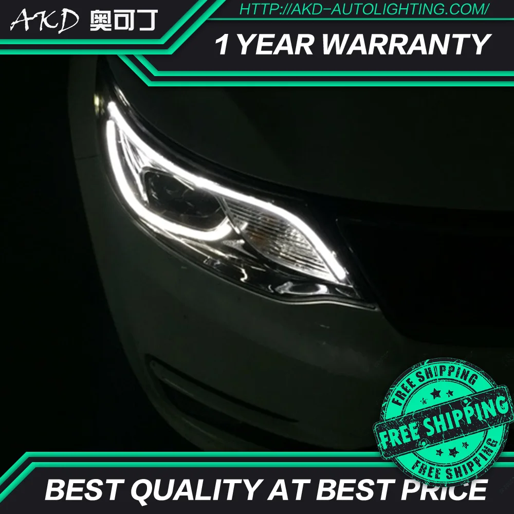 AKD tuning cars Headlight For KIA K2 RIO 2011-2014 Headlights LED DRL Running lights Bi-Xenon Beam Fog angel eyes Auto | Автомобили и