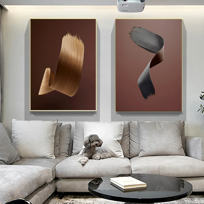 

Modern Creative Wall Art Canvas Painting Abstract Brush Line Art Poster Print Wall Picture For Living Room Aisle Nordic Decor