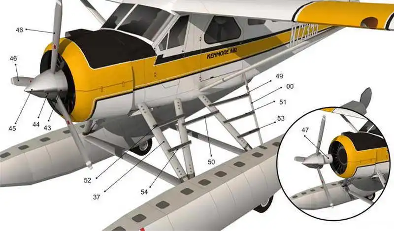 1:32 40 см DHC-2 Beaver Seaplane DIY 3D бумажная карточка модель Конструкторы строительные игрушки развивающие игрушки Военная Модель