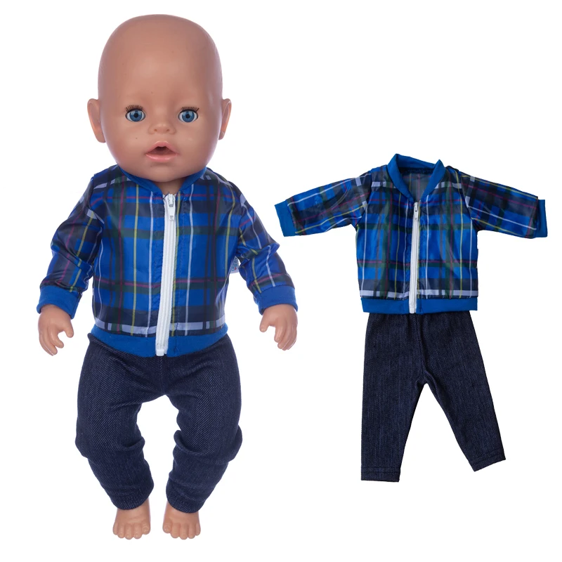 

Baby Doll Boy Zipper Coat 18" Girl Doll Clothes Blue Jacket Children Xmas Gift Toys Outwear