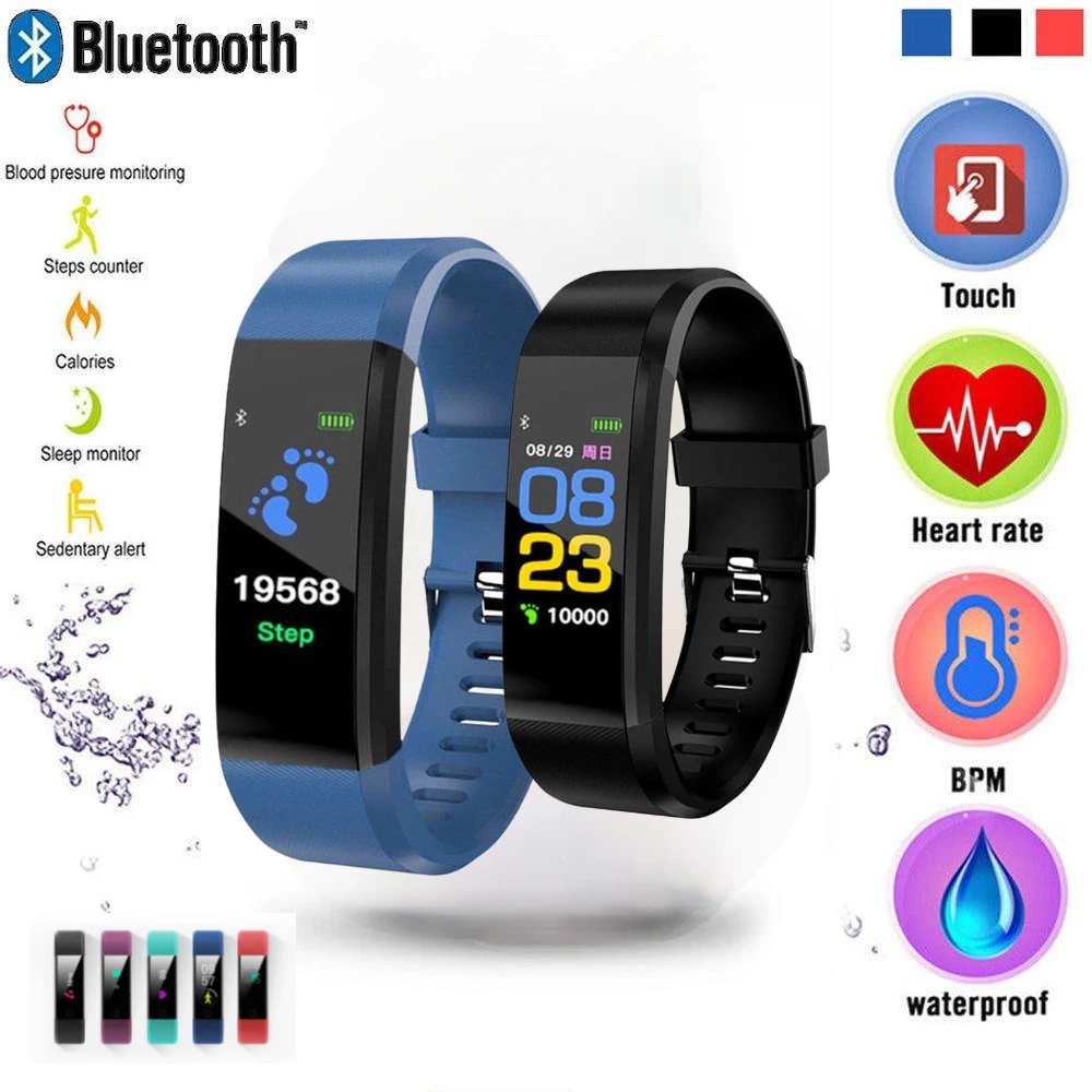 Смарт браслет водонепроницаемый фитнес трекер умные мужские часы здоровье пульс