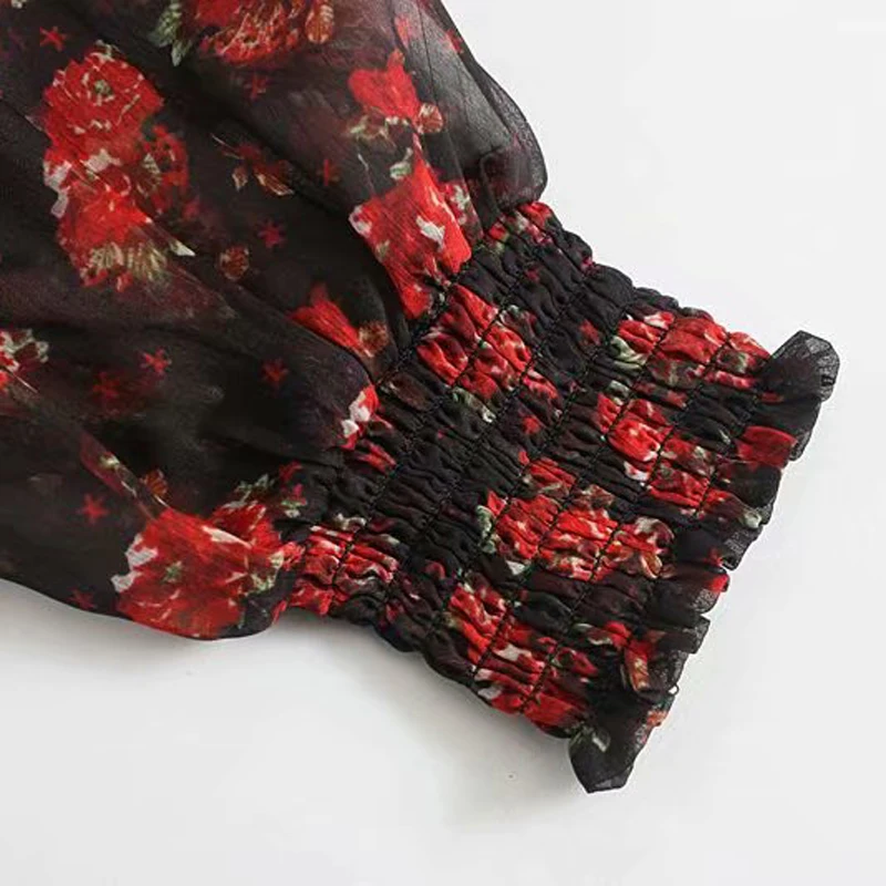 Платье-водолазка с цветочным принтом элегантное мини-платье поясом на резинке и