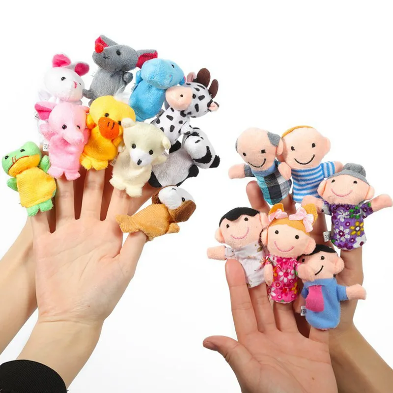 Cartoon Animal Family Finger Puppets Soft Plush Toys Role Play Tell Story Cloth Doll Educational Toys For Children Birthday Gift