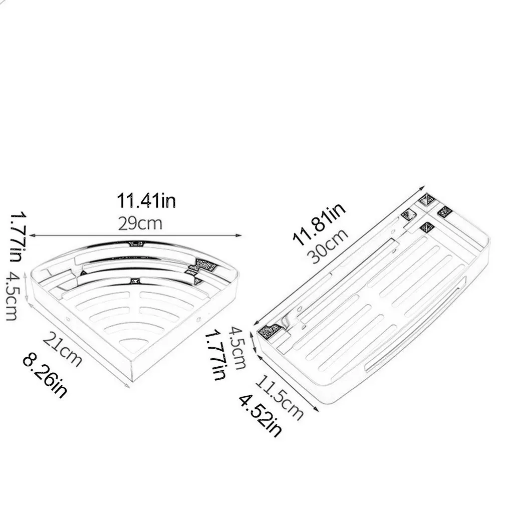 

Punching Free Bathroom Rack 304 Stainless Steel Single Deck Triangle Square Basket Shelf Shampoo Storage Organizer