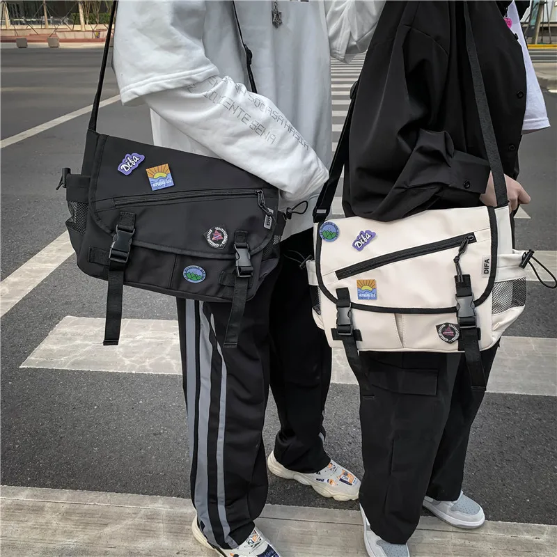 

Unisex Large Capacity Casual Fashion Single Shoulder Bag Korean Teenagers Multiple Pockets Book Bag Nylon Waterproof Travel Bag